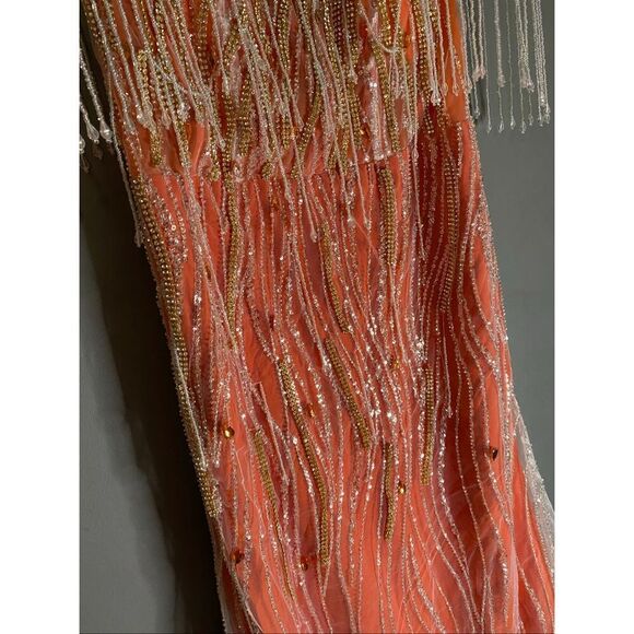 Sheer Overlay Sequins Bead Embellishments Illusion Neckline Dress 112x151CM - Picture 5 of 9